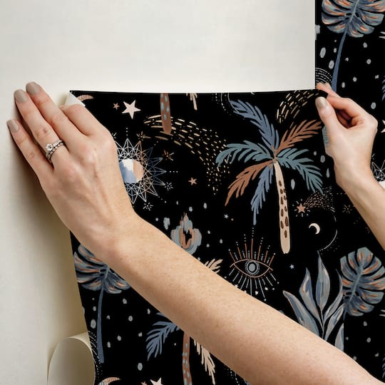 RoomMates Black Nuit Tropicale Peel & Stick Wallpaper